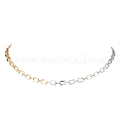 Two Tone Brass Rectangle Link Chain Necklaces&nbsp;NJEW-JN05761