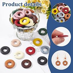 60Pcs 10 Colors Wood Pendants&nbsp;WOOD-NB0002-22