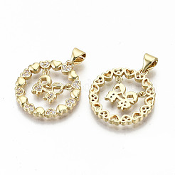 Brass Micro Pave Clear Cubic Zirconia Pendants&nbsp;ZIRC-S067-198-NF