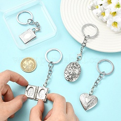 4Pcs 304 Stainless Steel Locket Pendant Keychains&nbsp;KEYC-YW00268
