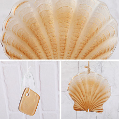 Hot Melt Glass Shell Shape Pendant Decoration&nbsp;AJEW-WH20073-014