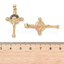 Brass Micro Pave Clear Cubic Zirconia Pendants&nbsp;KK-S048-01G