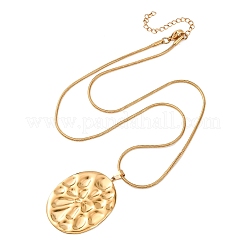 304 Stainless Steel Textured Oval Pendant Necklaces for Women&nbsp;NJEW-C117-01B-G