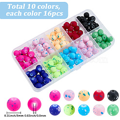 160Pcs 10 Colors Forsted Glass Beads Strands&nbsp;GLAA-SP0001-80
