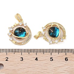 Rack Plating Brass Pave Clear Cubic Zirconia Pendants&nbsp;KK-G482-05G