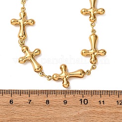 304 Stainless Steel Cross Link Chain Necklaces for Women&nbsp;NJEW-G178-03G-01