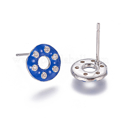 Brass Micro Pave Cubic Zirconia Ear Studs&nbsp;EJEW-F209-04A-P