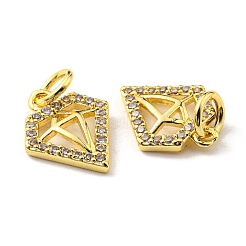 Rack Plating Brass Micro Pave Cubic Zirconia Charms&nbsp;KK-D036-13G