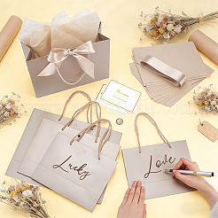 20Pcs 3 Styles Paper Gift Tote Bags with Polyester Gold Ribbon&nbsp;ABAG-WA0001-36C