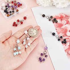 12Pcs 6 Styles Mixed Stone Round Tassel Big Pendants&nbsp;PALLOY-PHE00009