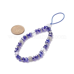 Rondelle Glass & Polymer Clay Rhinestone Beads Phone Hand Strap Chains&nbsp;HJEW-JM00877-04