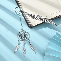Tibetan Style Alloy Feather Bookmarks&nbsp;AJEW-TA00014