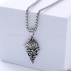 Viking Pirate Wolf Head 304 Stainless Steel Pendant Necklaces&nbsp;LU3872