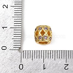 Hollow Barrel Rack Plating Brass Cubic Zirconia European Beads&nbsp;KK-L236-06G