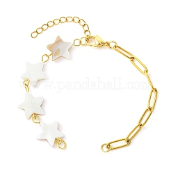 304 Stainless Steel Paperclip Chain & Natural Shell Star Heart Moon Link Chain Bracelet Making&nbsp;AJEW-JB01608