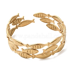Fish 304 Stainless Steel Cuff Bangles for Women&nbsp;BJEW-A155-02G