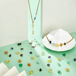 84Pcs 7 Color Natural Gemstone Connector Charms&nbsp;PALLOY-FH00127