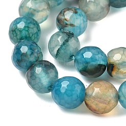Dyed Natural Agate Faceted Round Beads Strands&nbsp;G-E320E-8mm-15