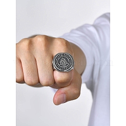 Stainless Steel Rune Words Viking Amulet Finger Ring&nbsp;PW-WG37249-04