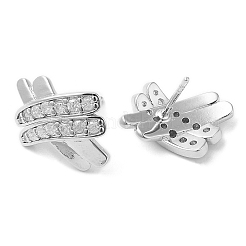 Rack Plating Brass Pave Cubic Zirconia Criss Cross Stud Earrings for Women&nbsp;EJEW-D059-28P