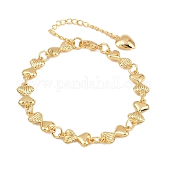 304 Stainless Steel Heart Link Chain Bracelets for Valentine's Day Gift&nbsp;BJEW-D359-17C-G