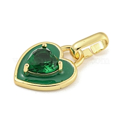 Rack Plating Heart Brass & Cubic Zirconia & Enamel Pendants&nbsp;KK-Z053-28G