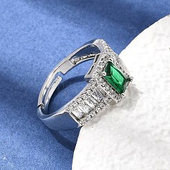 Brass Micro Pave Clear Cubic Zirconia Cuff Open Rings&nbsp;CU-CBA5C10-14P