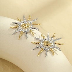 304 Stainless Steel Two Tone Stud Earrings&nbsp;EJEW-R031-01GP