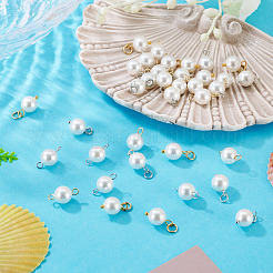 40Pcs 2 Colors Shell Pearl Round Connector Charms&nbsp;PALLOY-TA00341