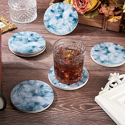 6Pcs Round Marble & Cork Coaster&nbsp;AJEW-TA0816-005