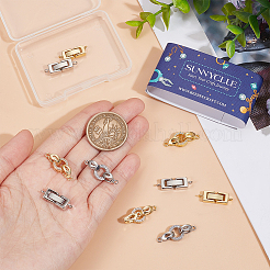 12Pcs 4 Style Brass Micro Pave Clear Cubic Zirconia Fold Over Clasps & Brass Fold Over Clasps&nbsp;KK-SC0004-10