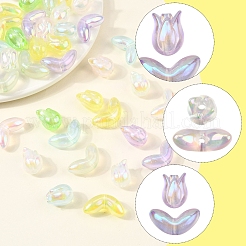 48Pcs 2 Styles UV Plating Transparent Acrylic Beads&nbsp;SACR-FS0001-36