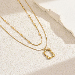 French Stainless Steel Irregular Square Pendant Double-layer Necklaces for Women&nbsp;AH9008