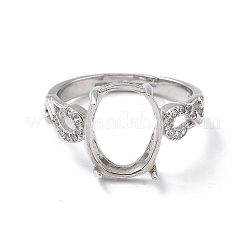 Rhodium Plated 925 Sterling Silver Cubic Zirconia Adjustable Ring Components&nbsp;STER-C011-15P