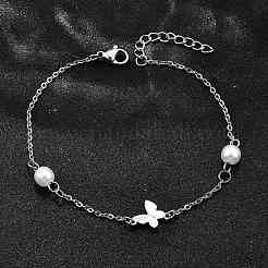 304 Stainless Steel Butterfly Link Bracelets&nbsp;BJEW-C098-01C-P