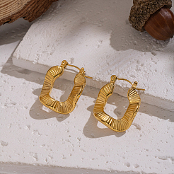 Vintage Style Textured Wavy 304 Stainless Steel Hoop Earrings&nbsp;CM5039