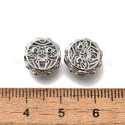 Brass Micro Pave Green Cubic Zirconia Beads&nbsp;KK-M318-44P-01