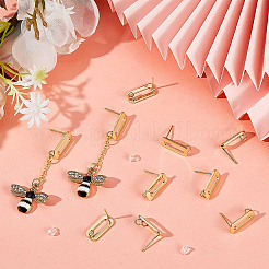 16Pcs Brass Rectangle Stud Earring Findings&nbsp;KK-BC0008-51
