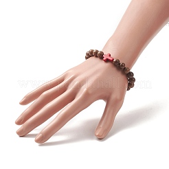 Gemstone & Natural Wood Beaded Stretch Bracelet for Women&nbsp;BJEW-JB09294