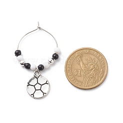 Round Acrylic Beaded Wine Glass Charms Ring&nbsp;AJEW-JO00172