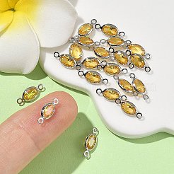 SHEGRACE Brass Pave Cubic Zirconia Oval Connector Charms&nbsp;XGRQ2O407-439C-P