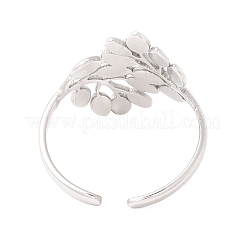 Non-Tarnish Leaf 304 Stainless Steel Cuff Ring for Women&nbsp;RJEW-F121-07P