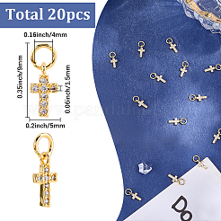 20Pcs Brass Micro Pave Cubic Zirconia Tiny Cross Charms&nbsp;ZIRC-SC0001-36