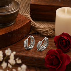 4 Pairs 2 Colors Brass Micro Pave Clear Cubic Zirconia Hoop Earrings&nbsp;EJEW-GO0003-08