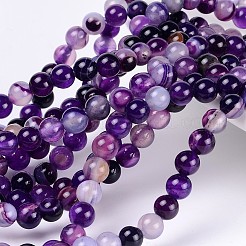 Natural Striped Agate/Banded Agate Beads Strands&nbsp;G-D845-01A-8mm