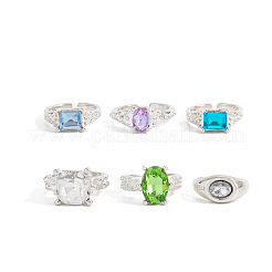 Zinc Alloy & Glass Rhinestone Cuff Open Rings Set&nbsp;WG1B755-01