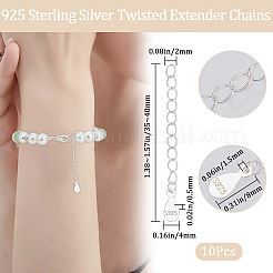 10Pcs 925 Sterling Silver Curb Chain Extender&nbsp;STER-BBC0006-11