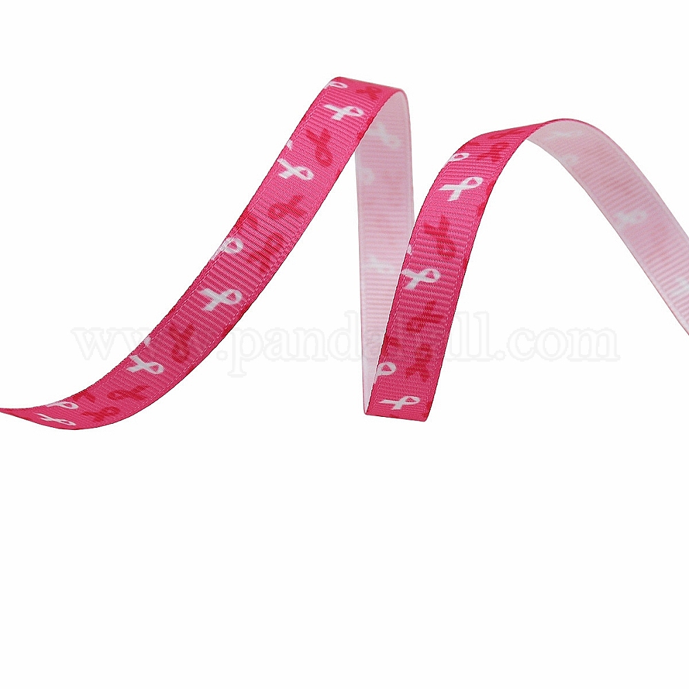 Wholesale 4.5M Printed Polyester Pink Ribbon Grosgrain Ribbon ...