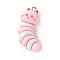 Resin Pendants, Caterpillar, with Platinum Tone Iron Loop, Pink, 33x22.5x9.5mm, Hole: 2mm