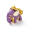 Alloy Enamel Charms, with Jump Ring, Elephant Charm, Golden, Dark Orchid, 14.5x15.5x8.5mm, Hole: 5.5mm